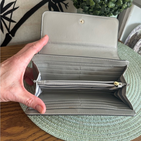 Jasper Conran Light Gray Pebble Leather Wallet euc - Picture 10 of 16